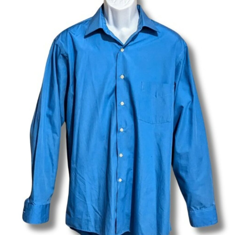 MEN'S ARROW POPLIN DRESS SHIRT STUDIO WORN ONLY 3 BUTTON CUFFS WITH COLLAR TABS